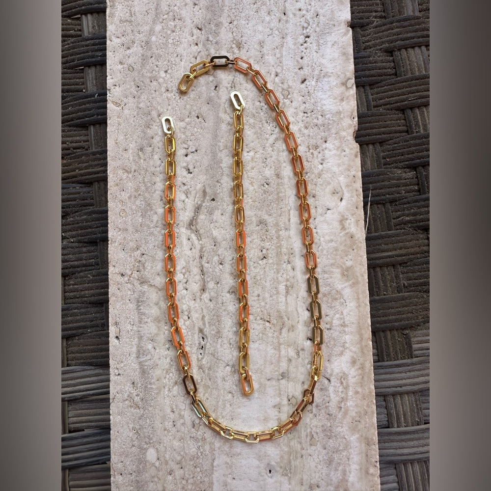 24k Gold Filled Chunky Chain and Bracelet -No clasp this is a jewelers set - Picture 3 of 8